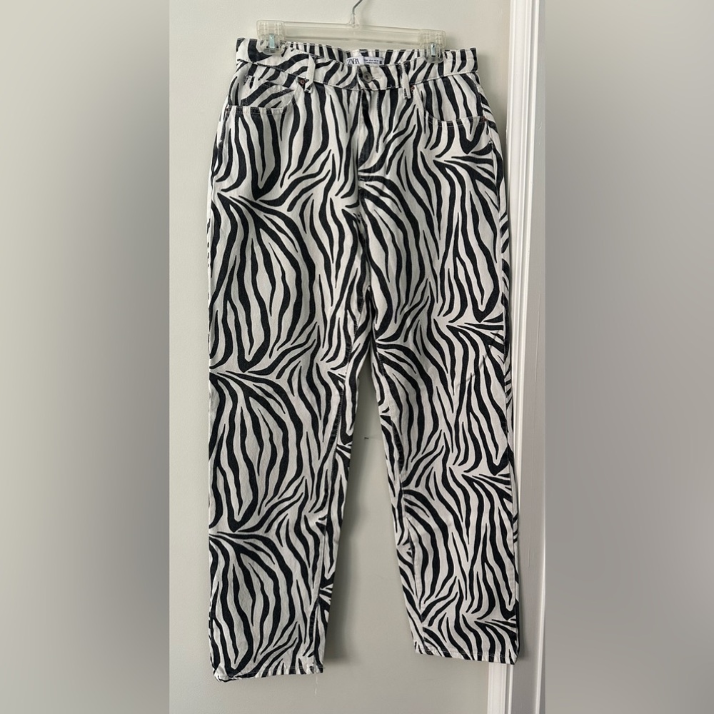 Zara Monochrome Zebra Pattern Jeans